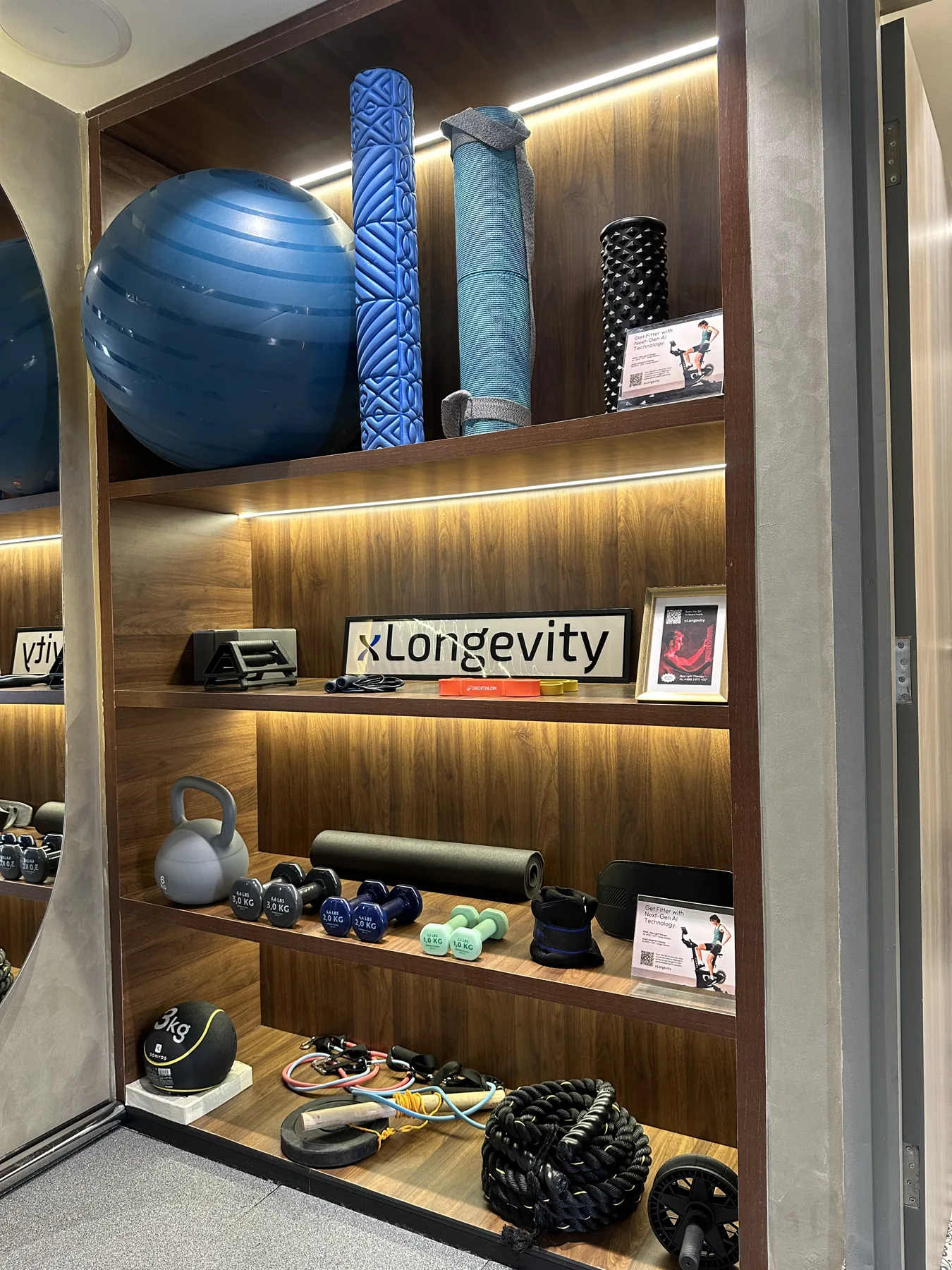 Mobility accessories and floor-work equipment at the gym