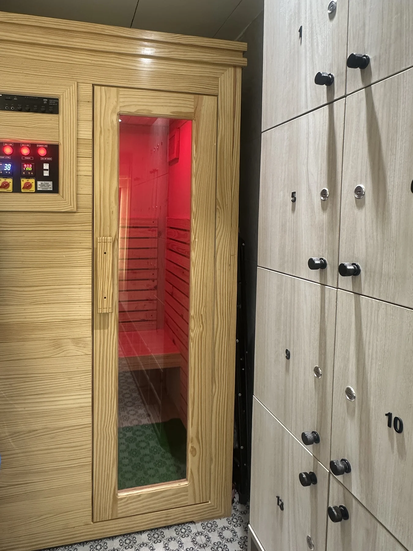 The sauna facility at the gym